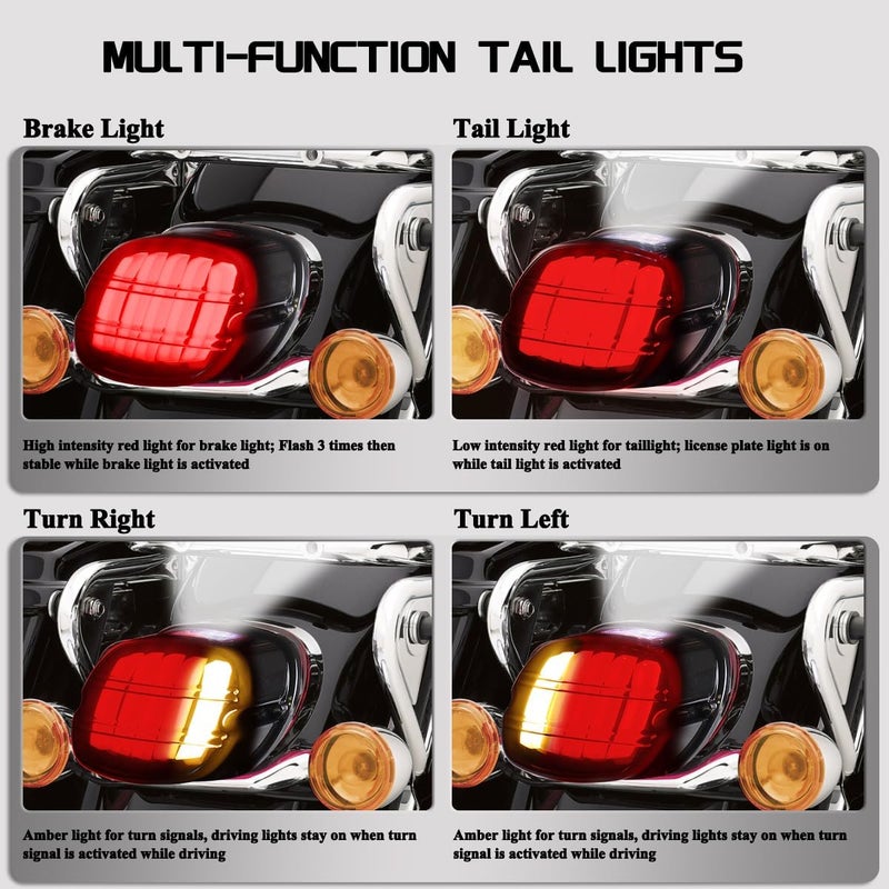 FACAILAHA Smoked Layback LED Tail Lights Motorcycle Brake Taillights Integrated Turn Signals for Harley Touring Road King Road Glide Dyna Electra Glide Street Bob Fat Bob Sportster Ultra Limited - Image 2